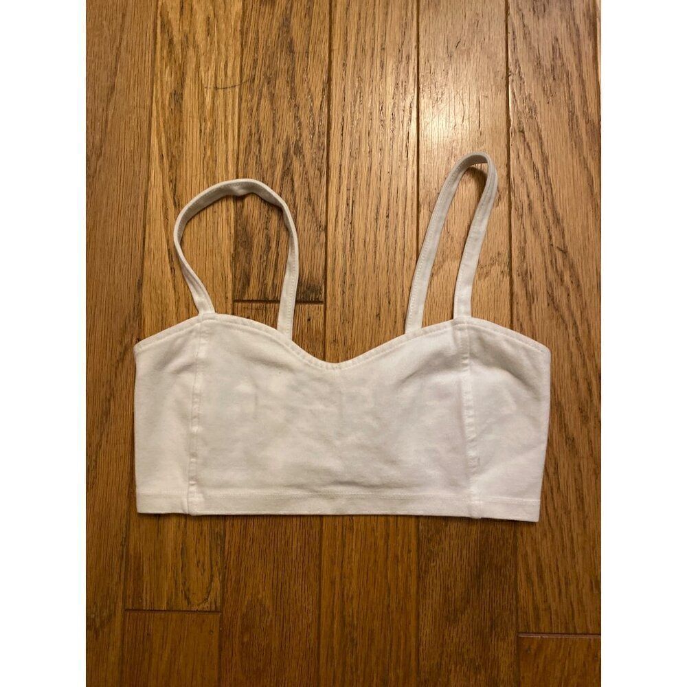 Brandy Melville cream sweetheart front caged back bralette crop top size small